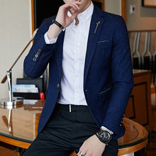 Load image into Gallery viewer, Striped Blazer Mens Slim Fit Blazer Slim Masculino Business Casual Mens Stylish Blazer Spring Autumn Dot Striped Blazers Mens