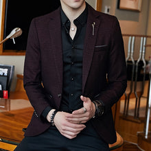 Load image into Gallery viewer, Striped Blazer Mens Slim Fit Blazer Slim Masculino Business Casual Mens Stylish Blazer Spring Autumn Dot Striped Blazers Mens