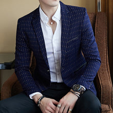 Load image into Gallery viewer, Striped Blazer Mens Slim Fit Blazer Slim Masculino Business Casual Mens Stylish Blazer Spring Autumn Dot  Striped Blazers Mens

