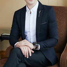 Load image into Gallery viewer, Striped Blazer Mens Slim Fit Blazer Slim Masculino Business Casual Mens Stylish Blazer Spring Autumn Dot  Striped Blazers Mens
